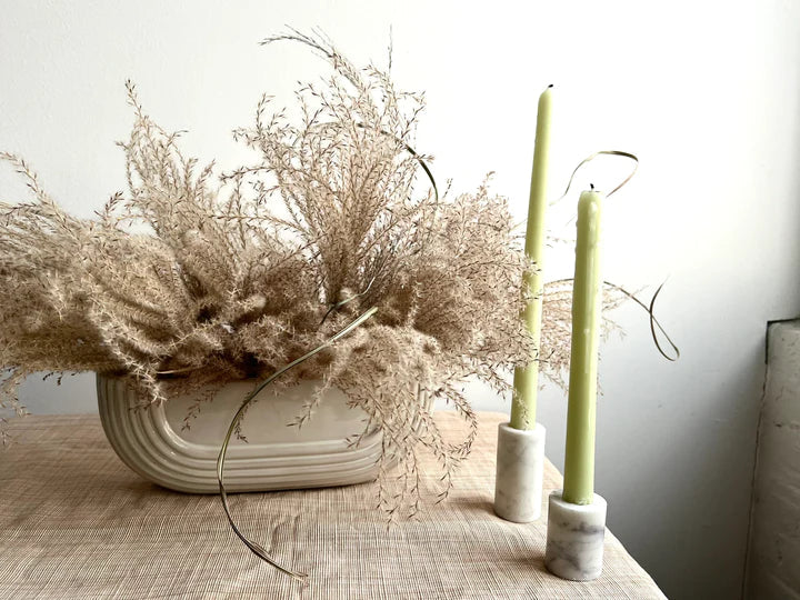 Table Setting for Thanksgiving. Dried Hydrangea Flowers in a Vase