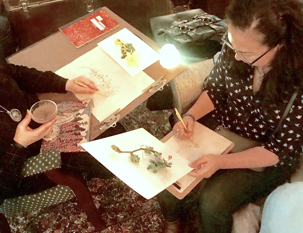 Botanical Drink and Draw workshop class mollyoliverflowers