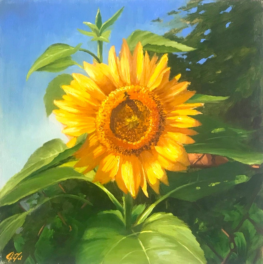Sunflower Paint and Sip art class workshop brooklyn ny