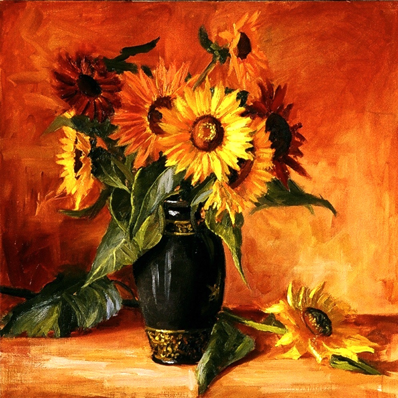 Seasonal Flower Painting class sunflowers art workshop brooklyn nyc