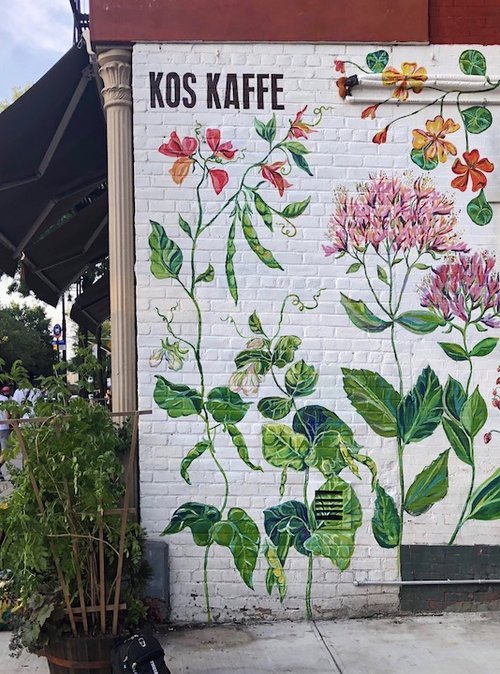 Kos Kaffe Park Slope Brooklyn Mural by artist Natasha katerinopoulos